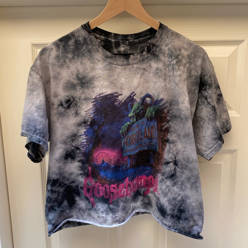 Goosebumps t-shirt cropped tie dye horrorland women’s large short sleeve